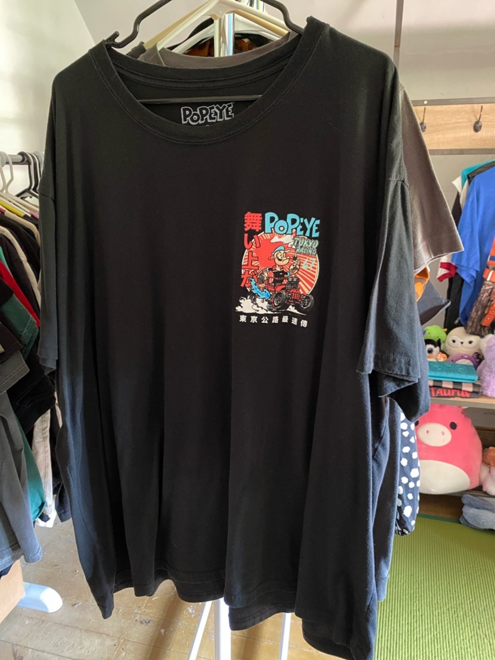 Popeye Tokyo Racing Graphic Tee - Black with Red & Blue Print - Picture 4 of 4